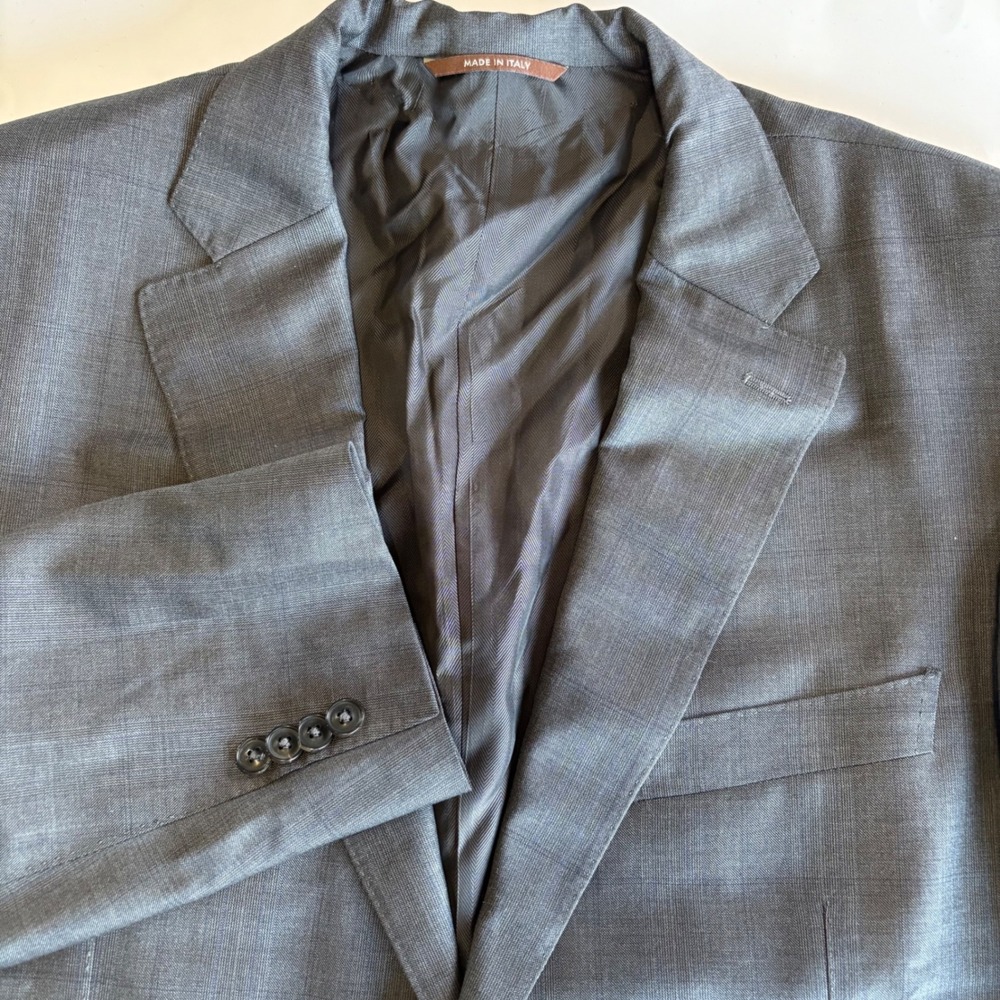 Canali Mens 44R Grey Wool Super 150s Suit Jacket Made in Italy 2‎ Button Sport